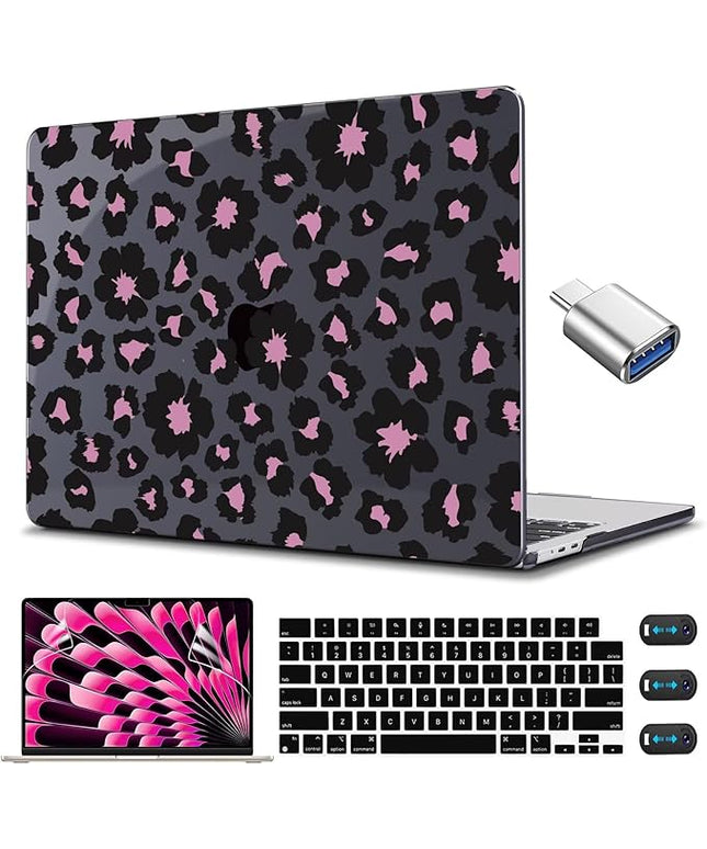 CISSOOK Compatible with MacBook Air 13.6 inch Case M4 M3 M2, Plastic Hard Shell Case Keyboard Cover for MacBook Air 13 2022-2025 Model A3240 A3113 A2681, Black Floral