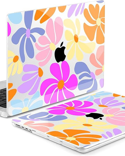 DONGKE Case for M5 MacBook Pro 14 inch 2025 2024-2021 M4 M3 M2 M1, Plastic Hard Shell Cover Compatible with A3434 A3112 A3401 A3185 A2992 A2779 A2442, Retina XDR Display & Touch ID, Power Florals