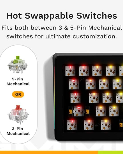 Glorious Gaming - GMMK 3 PRO Barebones Custom Keyboard Kit w/Knob, Custom Modular Aluminum Body & Gasket System, Hotswappable 65% Compact Keyboard, Sound Dampening Foam, Aluminum Switch Plate(Black)