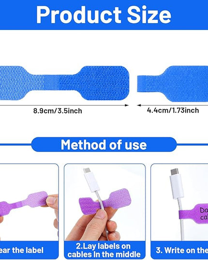 40 Pcs Cable Labels for Cords, Nylon Write On Cord Labels Tags for Electronics, Wire Markers Electrical Reusable Large Size Plastic Label for Charging Cords Management and Identification 8 Colors