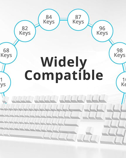 Cherry Profile White Blank PBT Keycaps, 128 Key Custom Key caps, Minimalist Blank Keycap Set for Cherry MX Switches Mechanical Keyboard (White/Blank)