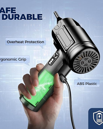 Compressed Air Duster: 100000RPM Electric Air Duster with LED Light Mini Air Blower Rechargeable Cordless Keyboard Cleaning Jet Dry Blower - Car, PC and Home Cleaning Kit Replaces Compressed Air Can