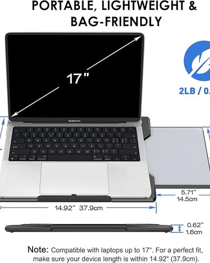 DeskLogics Laptop Lap Desk for Bed & Couch, Portable Laptop Lap Pad with Retractable Left/Right Mouse Pad, Stable & Comfortable Lap Tray for Sofa, Travel, Writing & Home Office