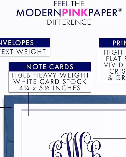 Classic Monogram Stationary Set FOLDED NOTE CARDS, Personalized Stationary Set, Personalized Monogram Stationery, Your Choice of Colors and Quantity