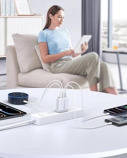 60W USB C Wall Charger Block, 2Pack 5-Port C Charger Fast Charging Block Dual PD Power Adapter&QC 3.0 Wall Plug Multiport Type C Charging Cube Brick for iPhone 12/13/14/15/16/17 Pro Max, iPad,Samsung