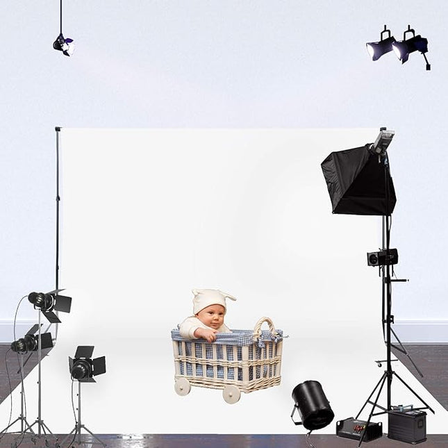 ISSUNTEX 6X9 ft Background Muslin Backdrop, Photo Studio, Collapsible High Density Screen for Video Photography and Television-Black/White