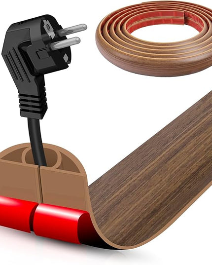 Floor Cord Cover Cable Cavity Self Adhesive Cord Hider Floor 10FT Floor Cable Management Power Cord Protector Floor Electric Cord Covers for Offices, Gym, Exhibitions (Misty Brown Wood, 1.18" x 20')