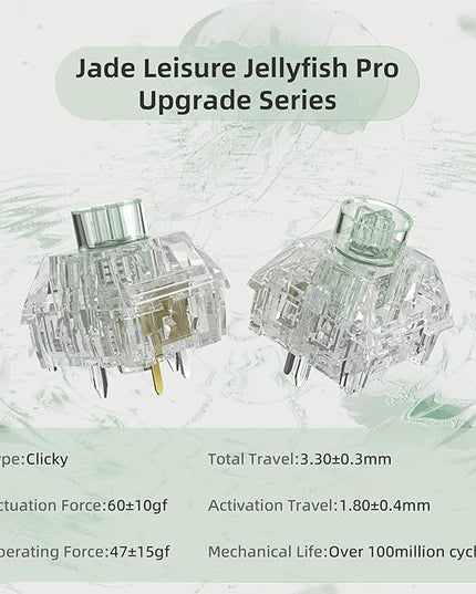 Kailh Box Jellyfish PRO Fully Transparent RGB Clicky Mechanical Keyboard（Jade Jellyfish 72pcs）