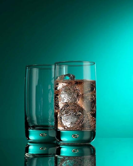 Set of 4 Highball Glasses 16 Oz Collins Cocktail Drinking Glass Cups, Bubble Base Glassware for Water, Juice, Cocktails, Beer Pint Glasses, Modern Basic Tumblers.