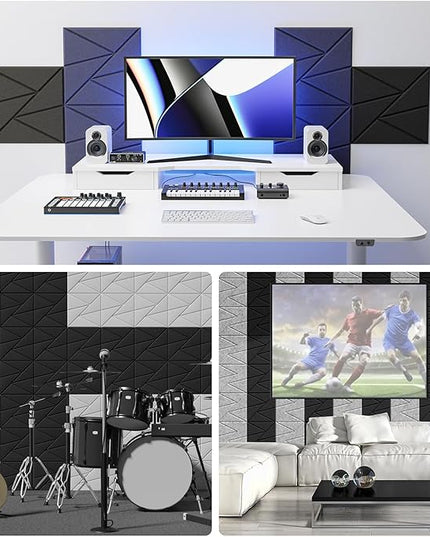 8 Pack Acoustic Panels with Self-Adhesive, 12"X 12"X 0.4"Sound Proof Foam Panels, Sound Panels High Density, Soundproof Wall Panels for Home Studio Office-Black