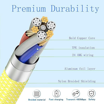 USB C to USB C Charging Cable,3-Pack [3.3/6/10FT] (60W)Nylon Braided Type C Fast Charge Cord,USBC Fast Charging Cable for iPhone 15/15 Pro Max/15Pro/MacBook Air 2023/iPad Pro 2023,iPad Air 5,and More