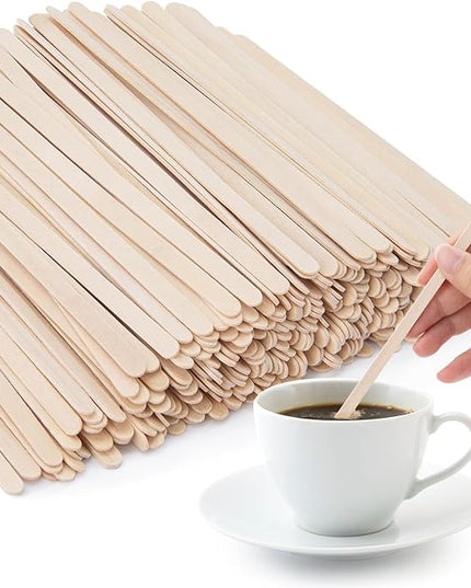 WISYOK 1000 PCS Coffee Stirrers, 5.5 Inch Premium Birch Wood Sticks, Smooth Round Ends, Splinter-Free Disposable Stir Sticks for Coffee, Cocktails, Office, Home, Coffee Bars