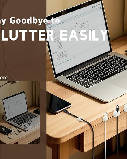 Phone Charger Cord Holder, Mini Cable Clips Wire Organizer, Cable Management for Desk, Office and Nightstands, 9 PCS
