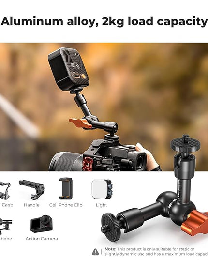 K&F CONCEPT 6" Magic Arm Kit 1/4" Screw 360°Ballhead Articulating Mini Arm Mount for Monitor, LED Light, Webcam