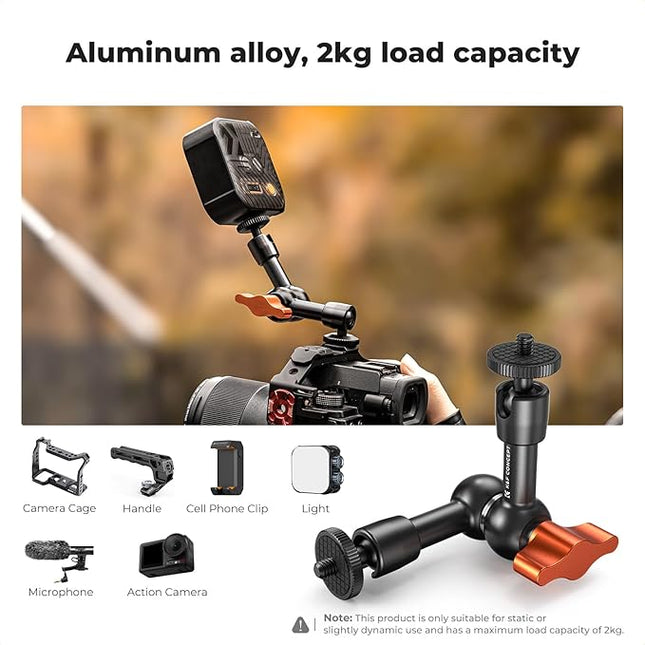 K&F CONCEPT 6" Magic Arm Kit 1/4" Screw 360°Ballhead Articulating Mini Arm Mount for Monitor, LED Light, Webcam