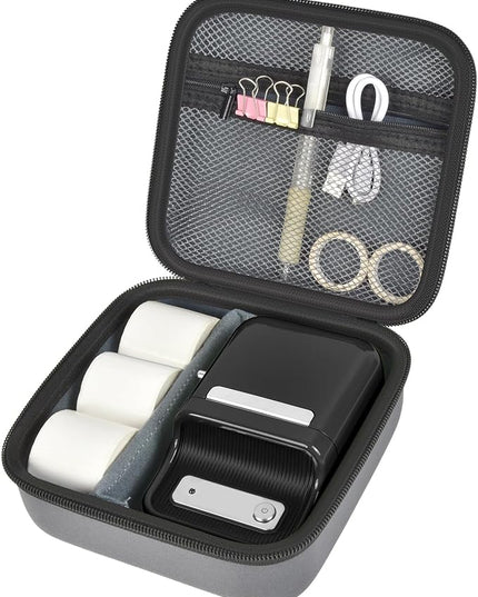 ALKOO Case Compatible with NIIMBOT B21 / B1 Label Maker Wireless Thermal Label Printer, Holder for Inkless Label Maker & Labeling Tapes Refills, with Mesh Pocket for Cable Accessories (Grey)