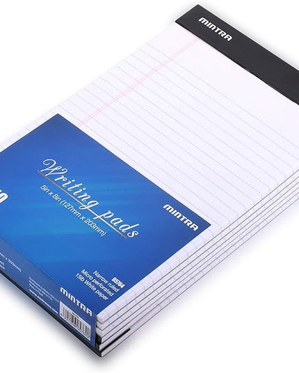 Mintra Office Legal Pads - ((BASIC WHITE 6pk, 5in x 8in, NARROW RULED))