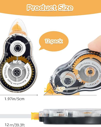 M&G 39.3 Feet Correction Tape, 12 Pack Correction Tape, Easy to Use Applicator for Instant Corrections,Office Products, Total 472FT/144M