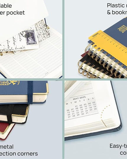POPRUN Academic Planner 2025-2026 (July 2025-June 2026), Daily Weekly and Monthly Appointment Book (Wirebound Hard Cover - 10'' x 8'') with Hourly Time Slots, Tabs, 100 GSM - Pacific Green
