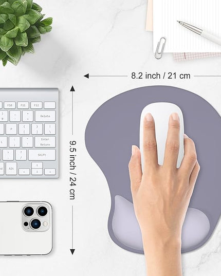ITNRSIIET Ergonomic Mouse Pad, Cushioned Gel Wrist Rest, Non-Slip Base, Smooth Surface, Compatible with All Mice for Office & Gaming, Desk Accessory, 9.5 x 8.2 inch, Mist Gray