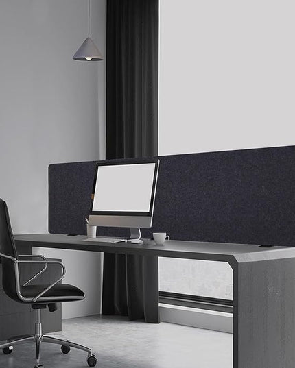 DouSeiAi Clamp-On Desk Divider, Desk Privacy Panel, Office Sound Absorbing Cubicle Partitions, One-Side Panel, 59.1x 23.8x1inch/Dark Gray