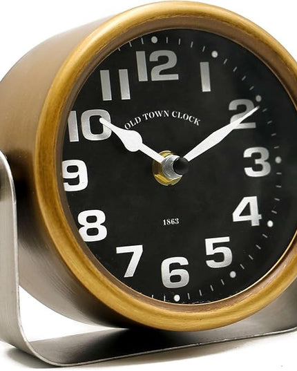 YOUKI Vintage Steampunk Desk Shelf Clocks,Mantle Clock,Decorative Battery Operated Table Top Clock,Quiet Non-Ticking,Small Clocks for Living Room,Bedroom,Office