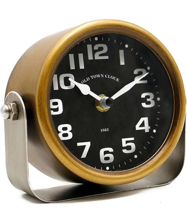 YOUKI Vintage Steampunk Desk Shelf Clocks,Mantle Clock,Decorative Battery Operated Table Top Clock,Quiet Non-Ticking,Small Clocks for Living Room,Bedroom,Office
