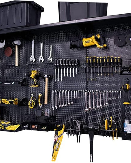 OmniWall Weekend Warrior XL Metal Pegboard Wall Organization System (Black/Black)
