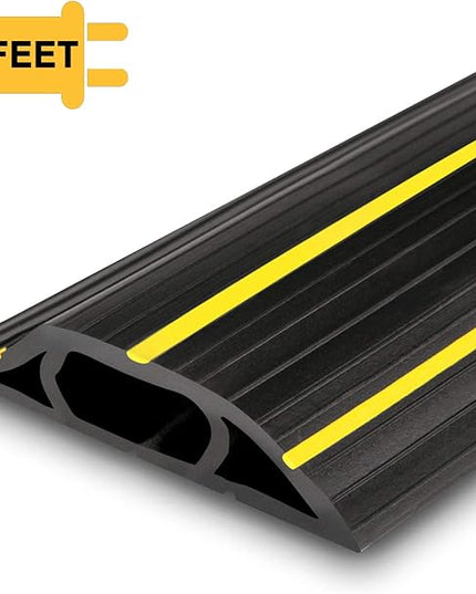 AGPTEK Heavy Duty Floor Cable Cover Cable Protector, 10 Ft Floor Cord Protector 3 Channels Floor Cord Cover (Mid Channel 0.93") Contains Cords, Cables and Wires, Good for Office, Home, or Outdoor