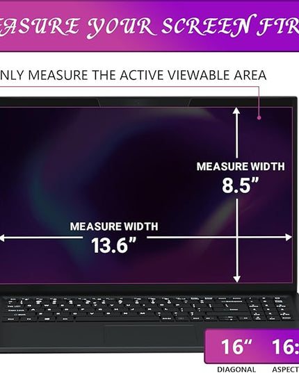 PYS Magnetic Laptop Privacy Screen 16 Inch 16:10 Ratio - Computer Monitor Screen Privacy Shield, Anti-Glare Blue Light Filter, Detachable Privacy Screen Protector for Lenovo, Hp Envy, Dell