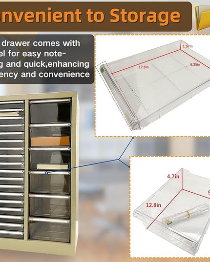 File Cabinet 24 Transparent Drawers Vertical Home Office Storage Cabinet Paper Organizer Document Filing for Small Parts