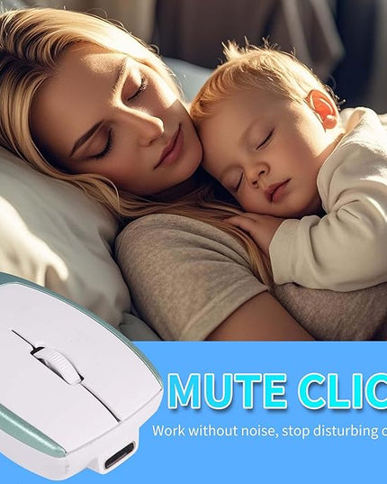 Wireless Mini Bluetooth Mouse with Card Reader (Up to 2TB) Portable Compact Silent Rechargeable Small Finger Optical Travel Mouse for PC/Laptop/Tablet/Smartphone, Students Kids Girl Boy Gift (Green