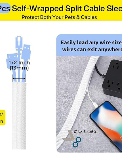 [313Pcs] Cable Management Kit, 67 Adhesive Cable Clips, Topavatop Desk Cord Organizer, 22 Reusable Cable Strap, 4 Cable Sleeve Split, 200 Nylon Cable Zip Ties with 20 Mounts for TV Office Home, White
