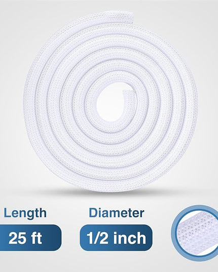 Nilight Cable Sleeve, 25ft-1/2inch Cord Management Sleeves, Braided Sleeving, Split Self Wrapping Wire Loom for Computer Electrical Automotive Harness Protector Organizer, White