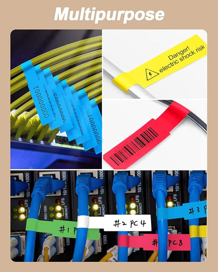 540 Pcs Cable Labels Tags for Cable Management, 9 Colors Cord Paper Ideniication Tags for Electronics, Waterproof Labeling Wire, Self Adhesive Tear Resistant Wire Labels Laser Printer & Handwriting