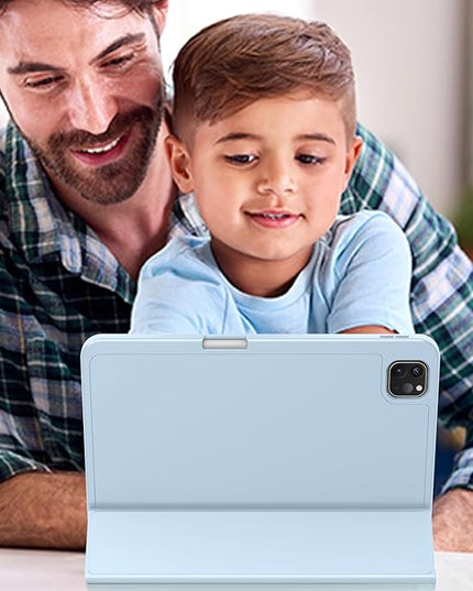 ZryXal iPad Pro 11 Inch Case (M5) 2025/ (M4) 2024 (Model: A2836/A2837/A3006), Trifold Stand Smart Cover with Pencil Holder and Soft TPU Back, Auto Wake/Sleep (Sky Blue)