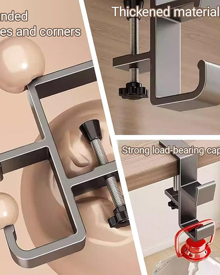 INEDRIMS 2-Pack Headphone Stand & Hook – Under Desk Headset Holder Clamp Mount for Gaming Headphones, Backpacks, Purses, Coats – Space-Saving Desk Accessories (Grey Dual Hook)