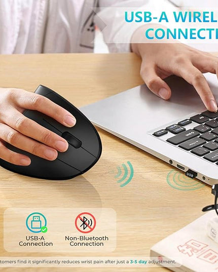 Ergonomic Mouse, LEKVEY Vertical Wireless Mouse - Rechargeable 2.4G Optical Vertical Mice : 3 Adjustable DPI 800/1200/1600 Levels 6 Buttons, for Laptop, Mac, PC, Computer, Desktop, Notebook etc, Black