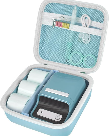ALKOO Case Compatible with NIIMBOT B21 / B1 Label Maker Wireless Thermal Label Printer, Holder for Inkless Label Maker & Labeling Tapes Refills, with Mesh Pocket for Cable Accessories (Blue)