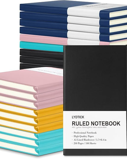 20 Pack Journals for Writing College Ruled Notebooks Journal in Bulk, Hardcover Notebooks (200Pages) for Note Talking, Lined Bullet Journals for Home School Office, 5.7"x8.4", 5 Colors