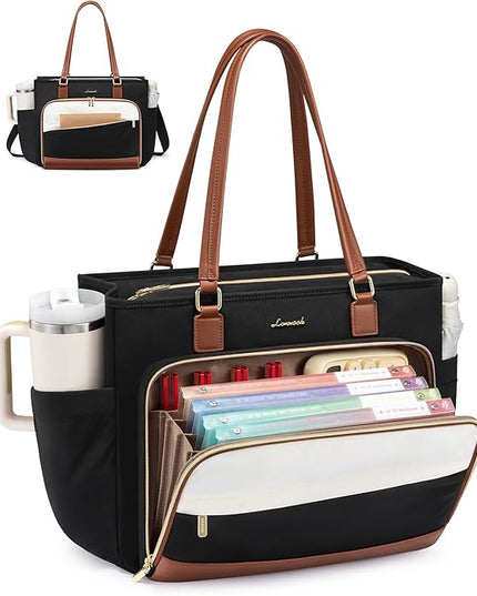 LOVEVOOK Teacher Tote Bag, Laptop Bag for Women with Accordion File Organizer, Nurse Work Bag for Office & Business Supplies