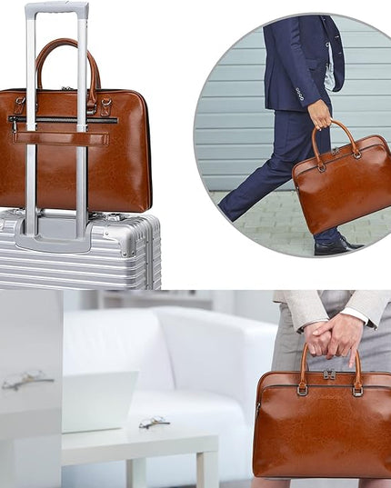 Blofinche Laptop Messenger shoulder bag: Genuine Leather work Briefcase 13.3 15.6 inch designer handbag