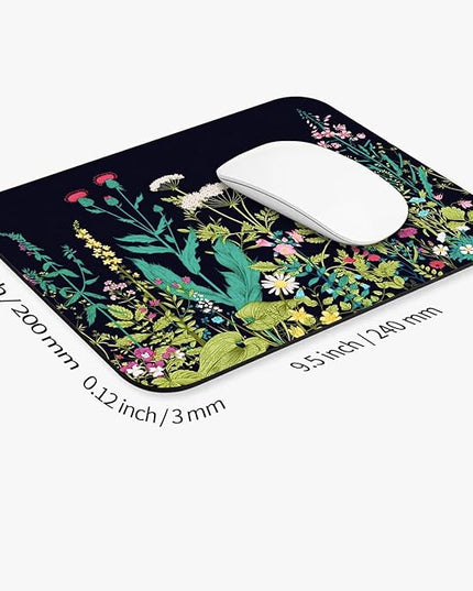 Square Mouse Pad Midnight Flowers,Personalized Premium-Textured Custom Mouse Mat Design,Washable Mousepad Cloth,Non-Slip Rubber Base Computer Mouse Pads for Wireless Mouse