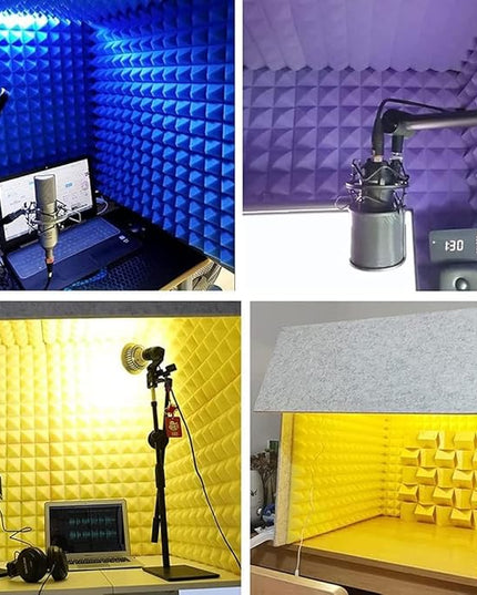 Sound Proofing Panels Portable Sound Proof Foam Panels Soundproof Booth 80 * 80 * 80CM Desktop Soundproof Cover Vocal Recording Booth for Recording Studio, Home, Offices,Yellow