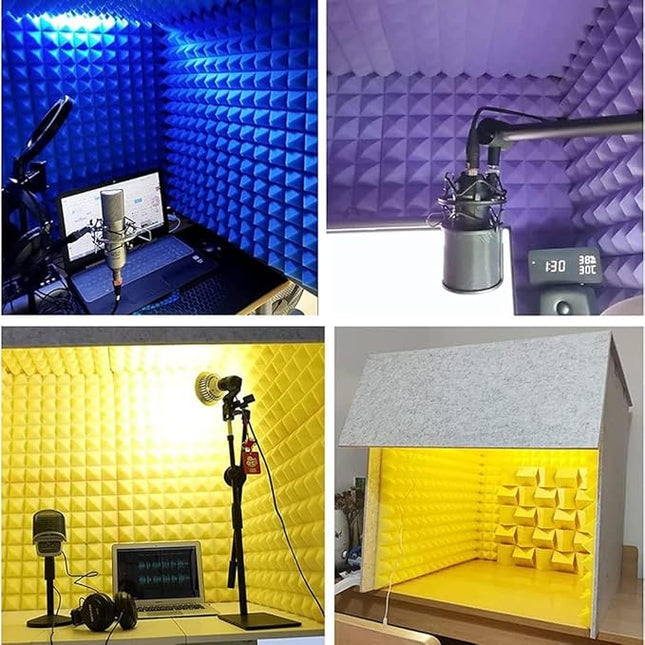 Sound Proofing Panels Portable Sound Proof Foam Panels Soundproof Booth 80 * 80 * 80CM Desktop Soundproof Cover Vocal Recording Booth for Recording Studio, Home, Offices,Yellow