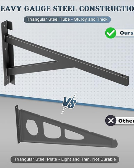 4 Pack Heavy Duty Garage Wall Shelving Set (2x3ft), Wall Mounted Garage Shelves 1400lbs Capacity, 24"x72" Shelf Storage Rack Floating Shelves, Black