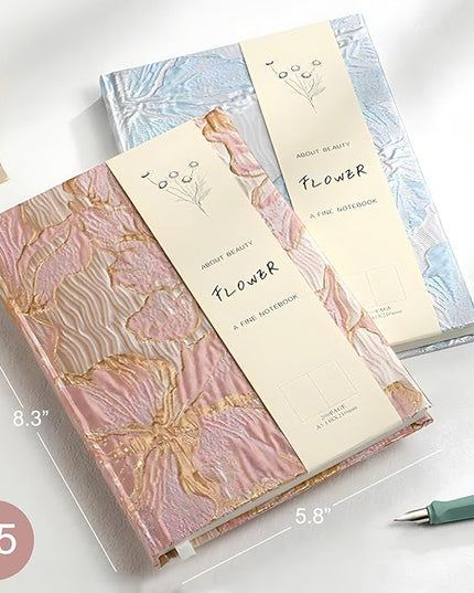 Floral Journal for women, Hardcover Notebook, A5, 6x8, Ruled Pages, Lay Flat, Pretty Journal, Lily Flower, Pink, can be Reading Journal, Writing Notebook, Self Love Journal, Personal Journal