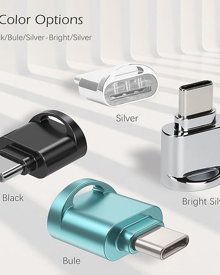 USB C Micro SD Card Reader for Android Phone, Camera, Laptop with Keychain, Mini Metal Type-C Card Reader (Black)