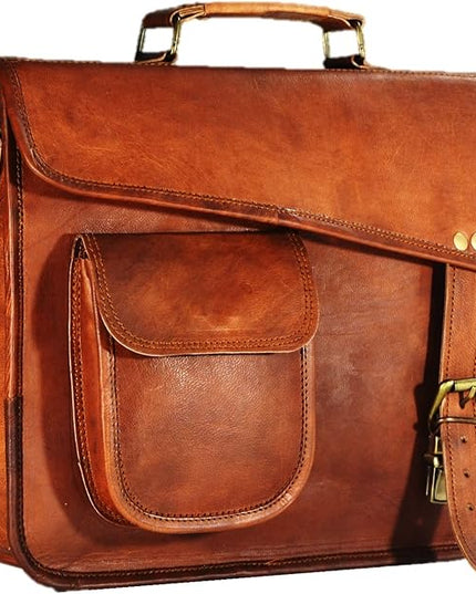 URBAN DEZIRE Men's Genuine Leather Small Briefcase Messenger Satchel I pad Tablet Bag 13 inch