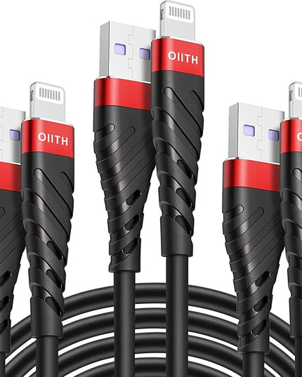 OIITH Apple MFi Certified iPhone Charger Cable 3 Pack 6 Ft, Long Lightning Charging Cord, Fast 2.4A iPhone USB Cord Compatible with iPhone12/11/XS/Max/XR/X/8/8P/7P/6